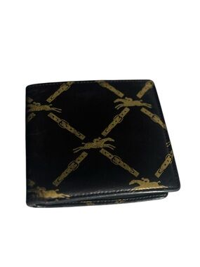 Vintage Longchamp Monogram Horse Print Bifold Leather Wallet